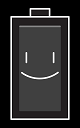 Icône d'une batterie avec un visage souriant à l'intérieur